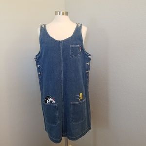 Vintage Denim Overalls Dress